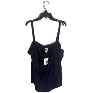Anne Klein Knit Sweater Tank Top Squard Neck Women's Size XL Navy NWT
